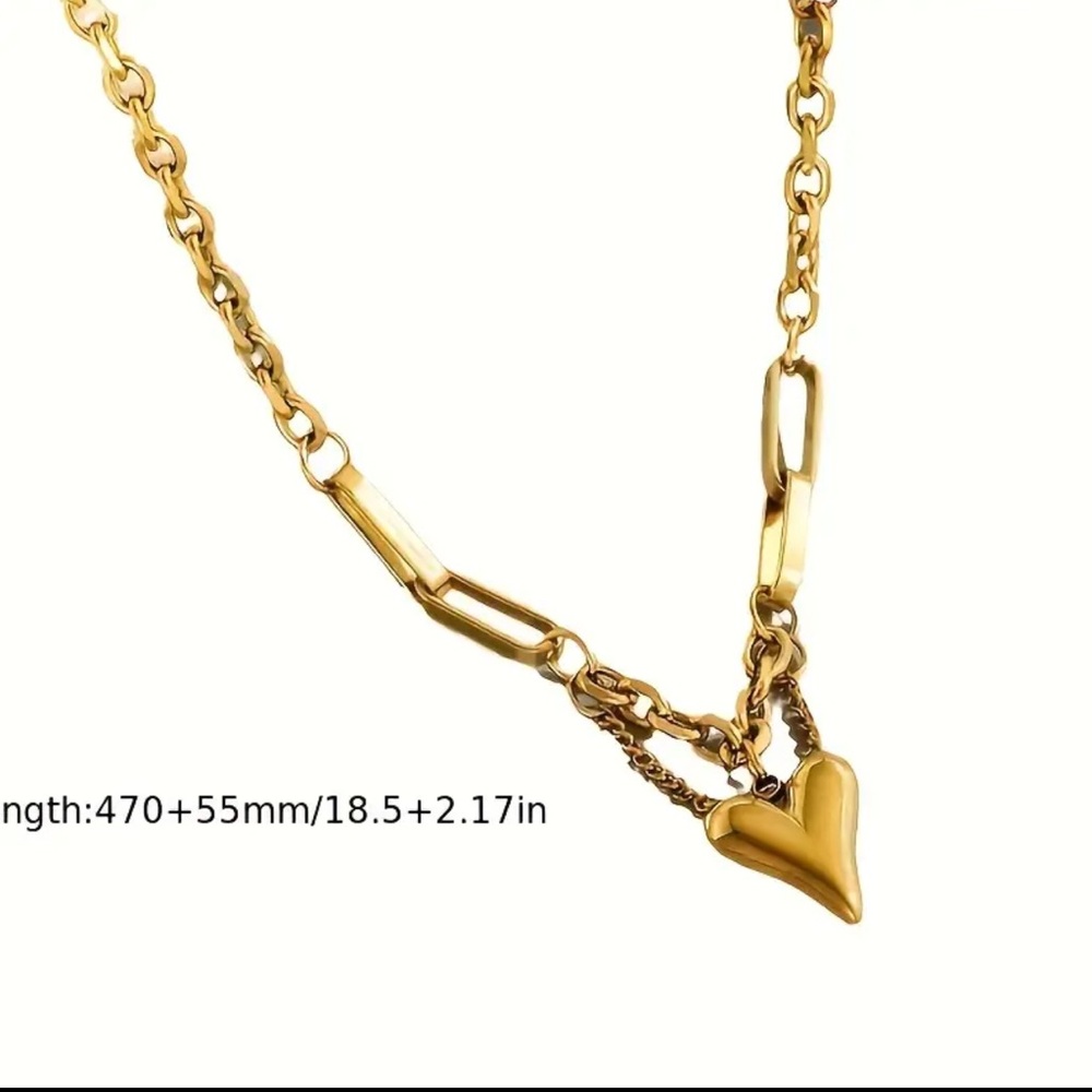 Elegant 18k Gold Plated stainless steel Heart Necklace - Picture 4 of 5